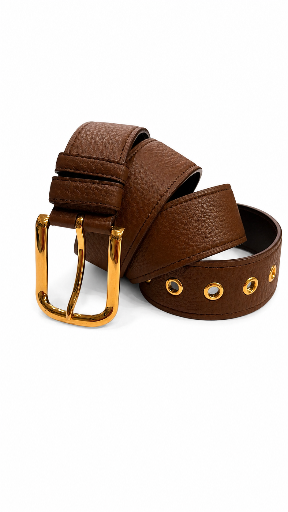 prada brown belt with gold buckle - size 90