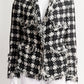 CHANEL 07 P BLACK AND WHITE TWEED JACKET WITH FRINGE FR36