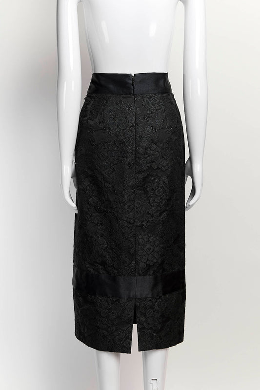 CHANEL Black Lace Skirt 42
