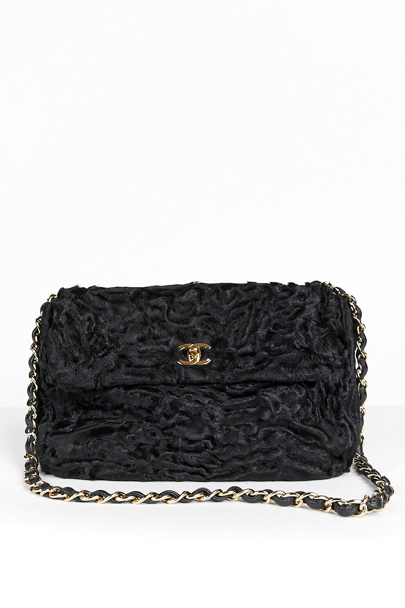 CHANEL PERSIAN LAMB SINGLE FLAP BAG