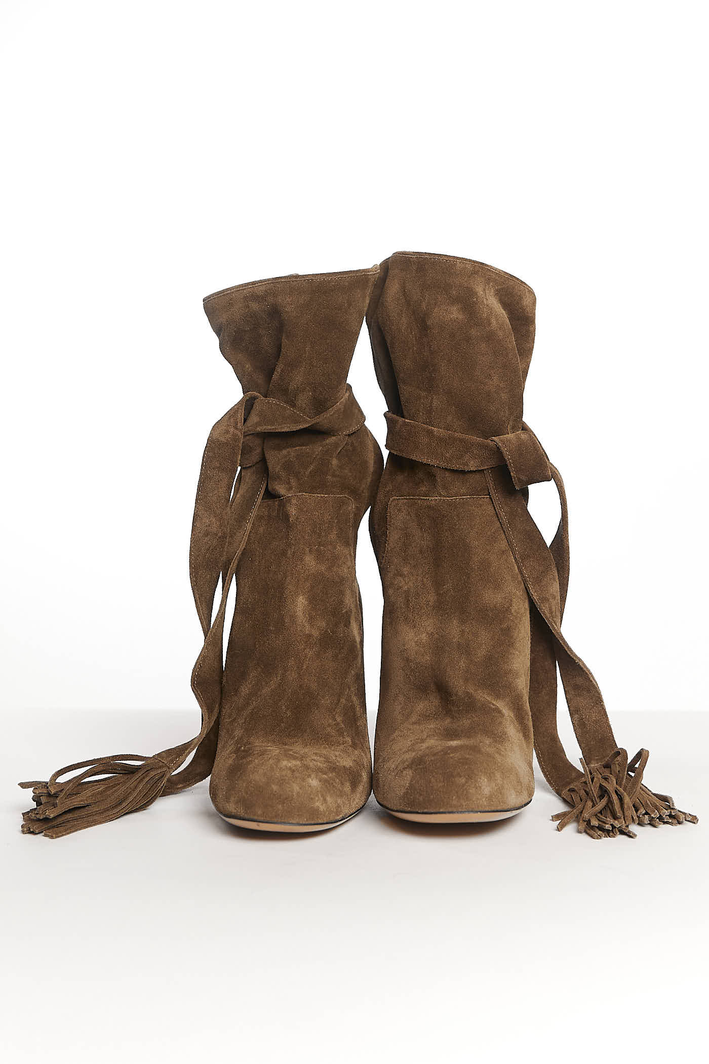 CHLOÉ Tassel Suede Ankle Boots 38