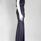 Calvin Klein Navy Asymmetric Drape Gown / Maxi Dress 38