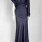 Calvin Klein Navy Asymmetric Drape Gown / Maxi Dress 38