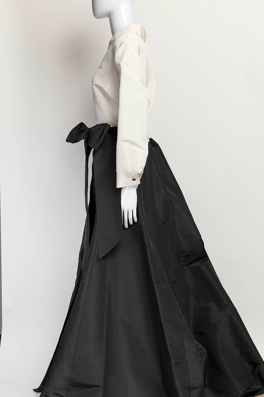 Carolina Hererra Two-Tone Belted Taffeta Shirt Gown 16