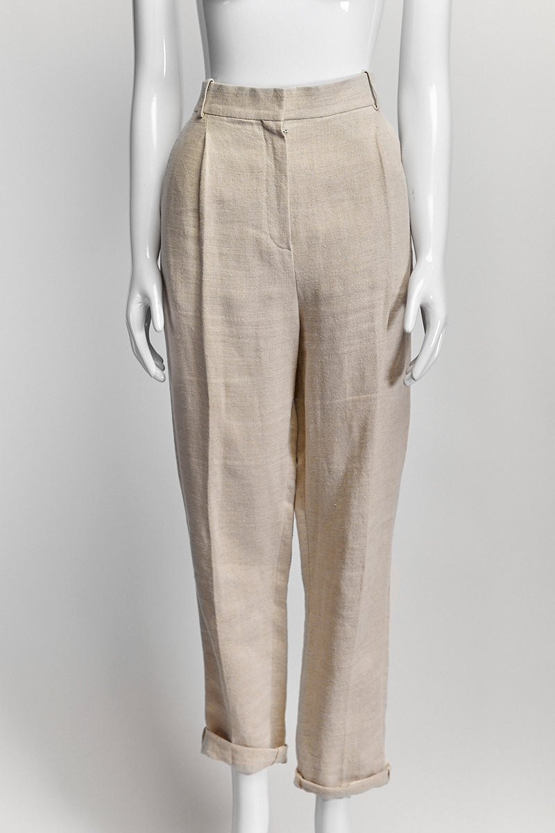 Celine Beige Linen Trouser 38