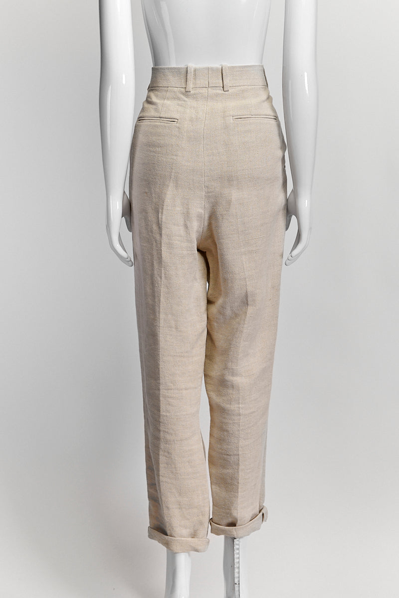 Celine Beige Linen Trouser 38