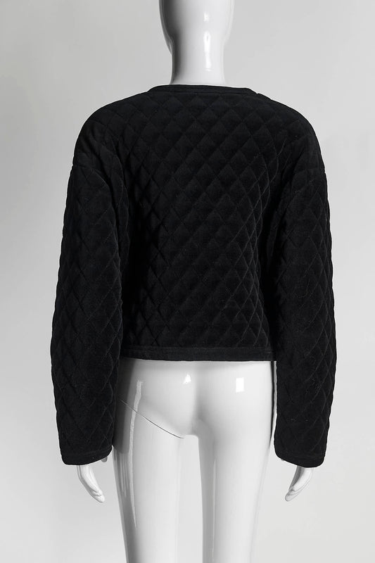 Celine Black Velvet Quilted Jacket 38