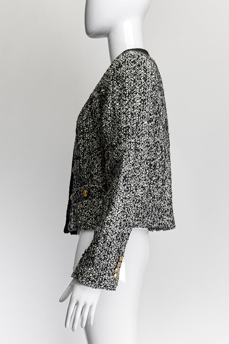 Celine Black/White Tweed Patterned Jacket 36