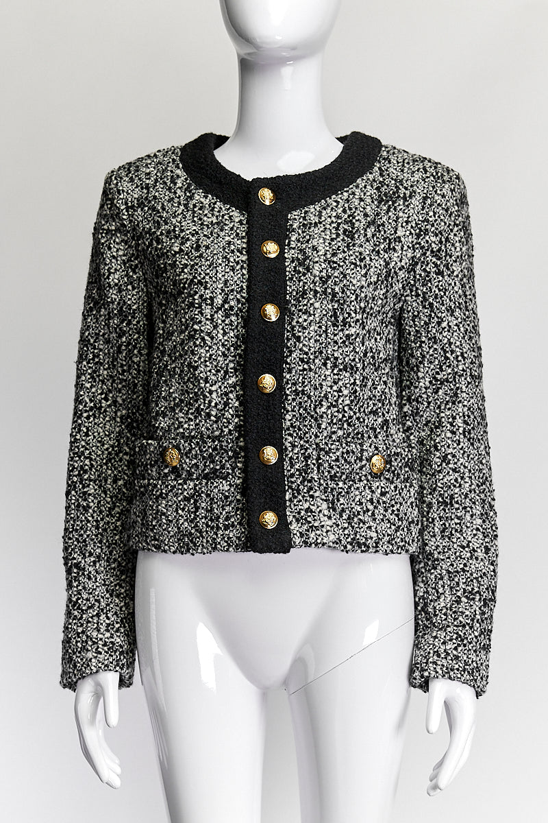 Celine Black/White Tweed Patterned Jacket 36