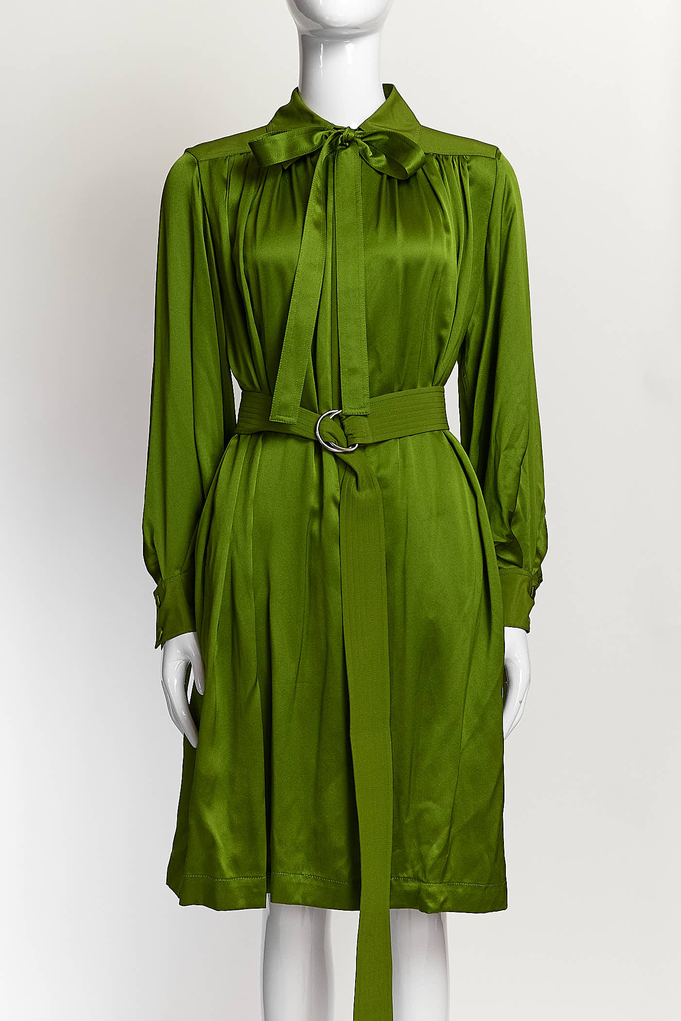 Celine Green Silk Dress with Belt 38