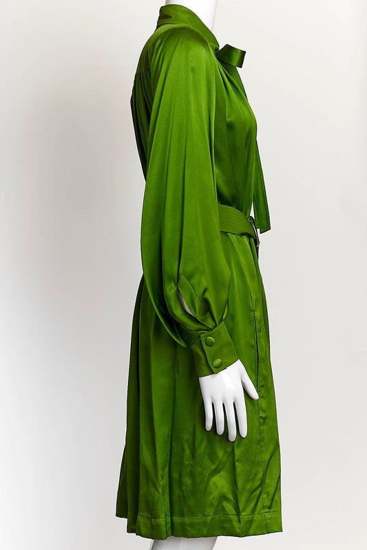 Celine Green Silk Dress with Belt 38
