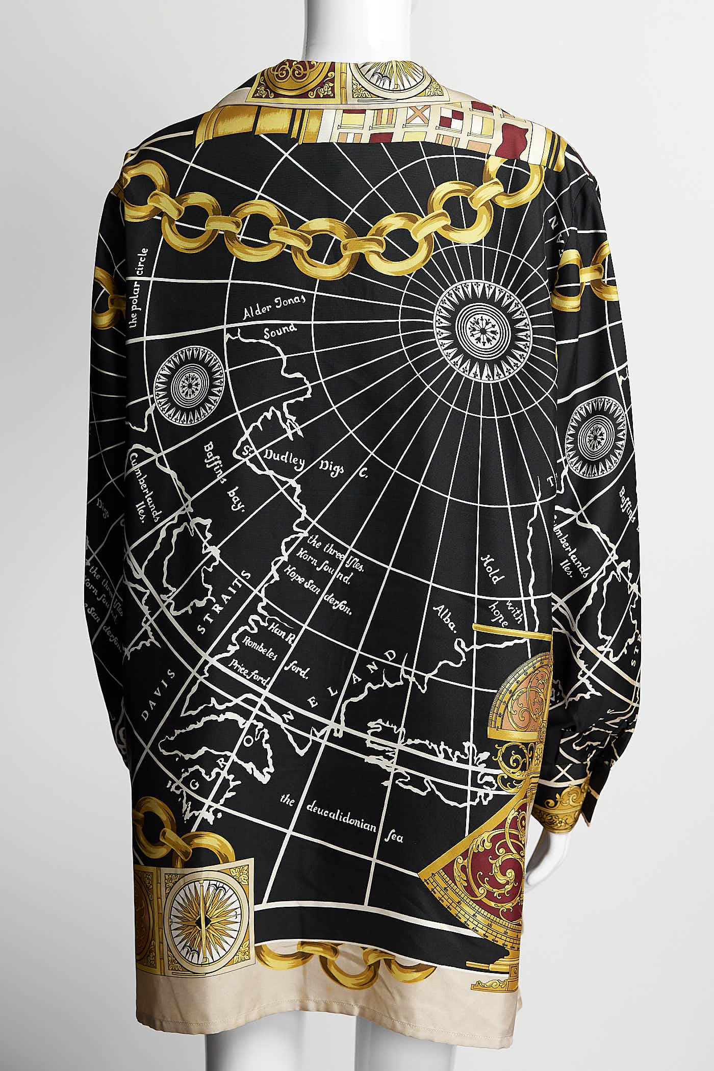 Celine Logo Print Long Sleeve Silk Blouse 42