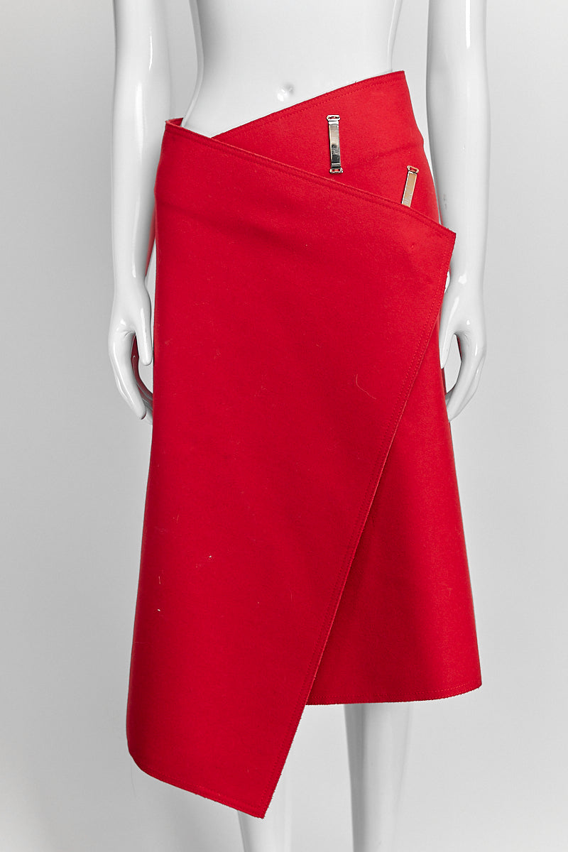 Celine Red Wool Skirt 38