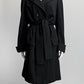 Chanel 11A Black Wool Knit Jersey Belted Trench Coat FR42