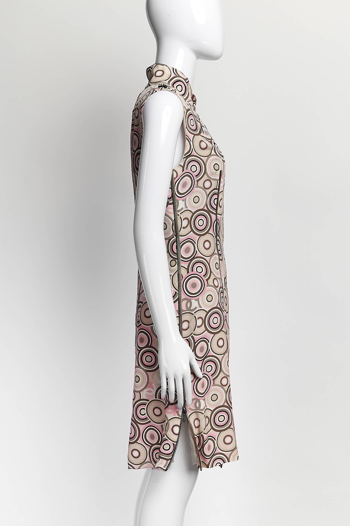 Chanel 2001 Geometric-print Silk Dress 36