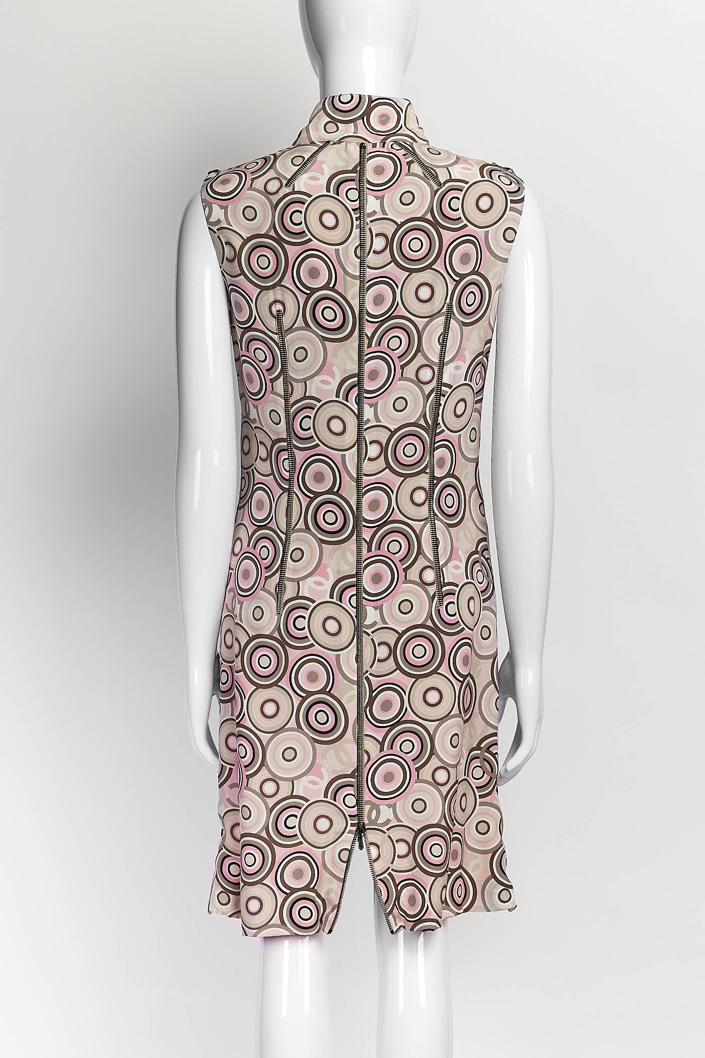 Chanel 2001 Geometric-print Silk Dress 36