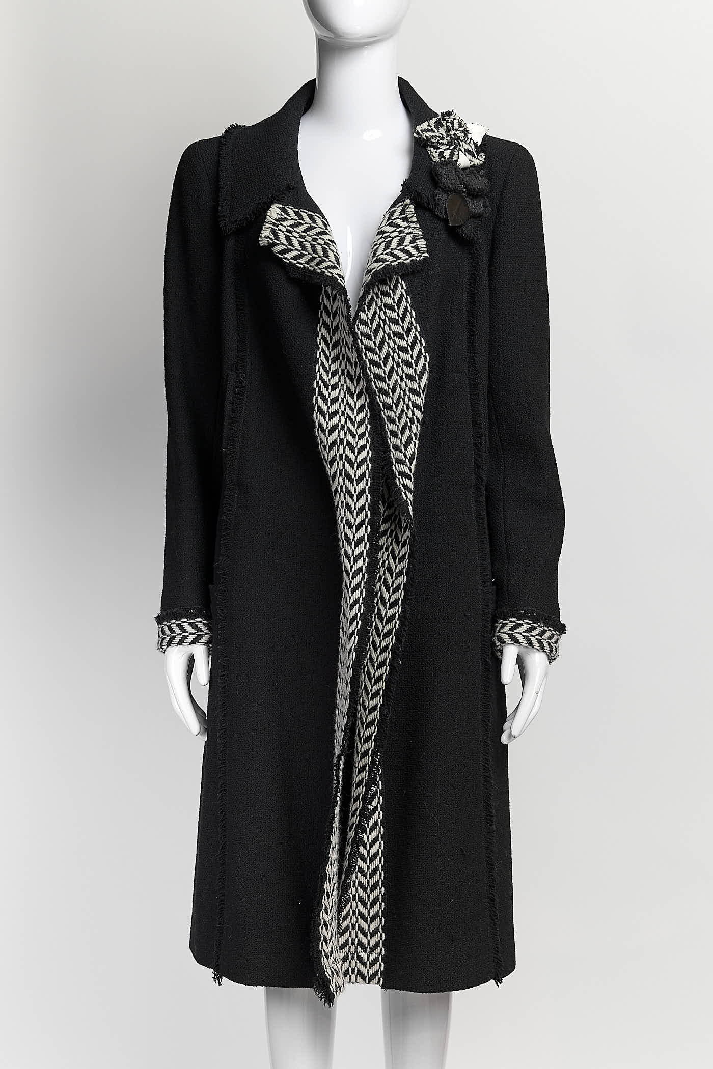 Chanel 2004 Chevron Trim Coat 36