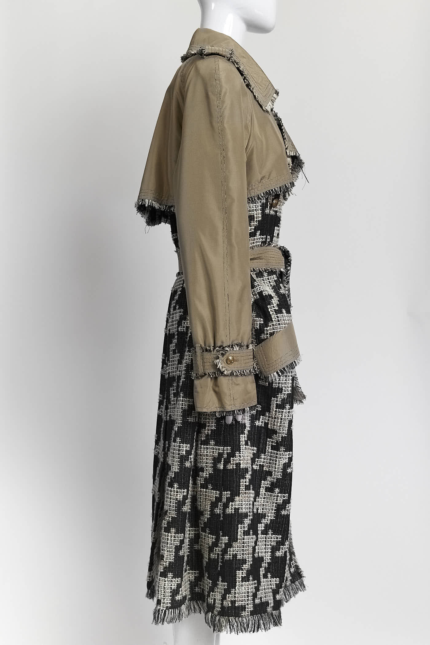 Chanel 2005 Connoisseurs Gem Houndstooth Tweed Trench 44