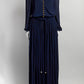 Chanel 2017 Runway Navy Gold CC Logo Buttons Pleated Belted Jumper 38