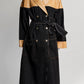 Chanel 2019 Black Denim and Beige Leather Trench Coat 38