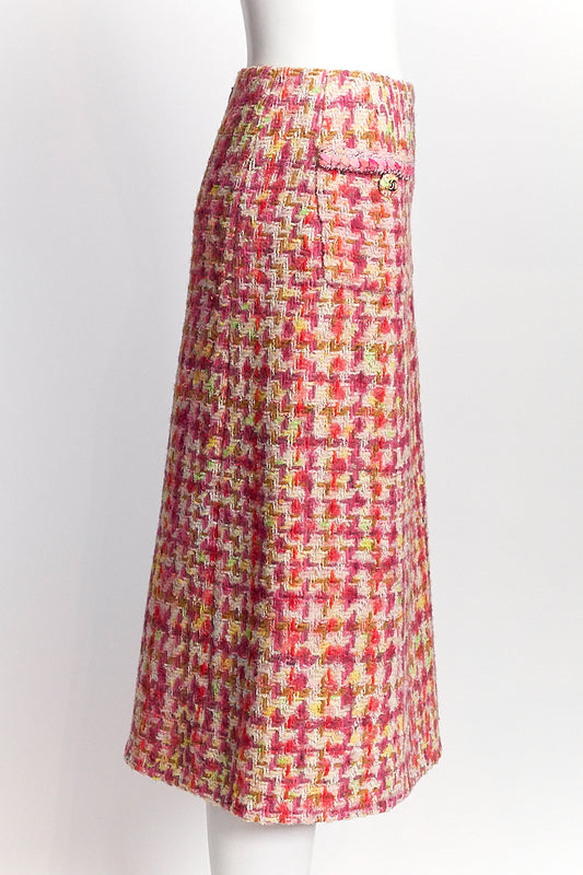 Chanel 2020 Knee-Length Pink Tweed Skirt FR 36