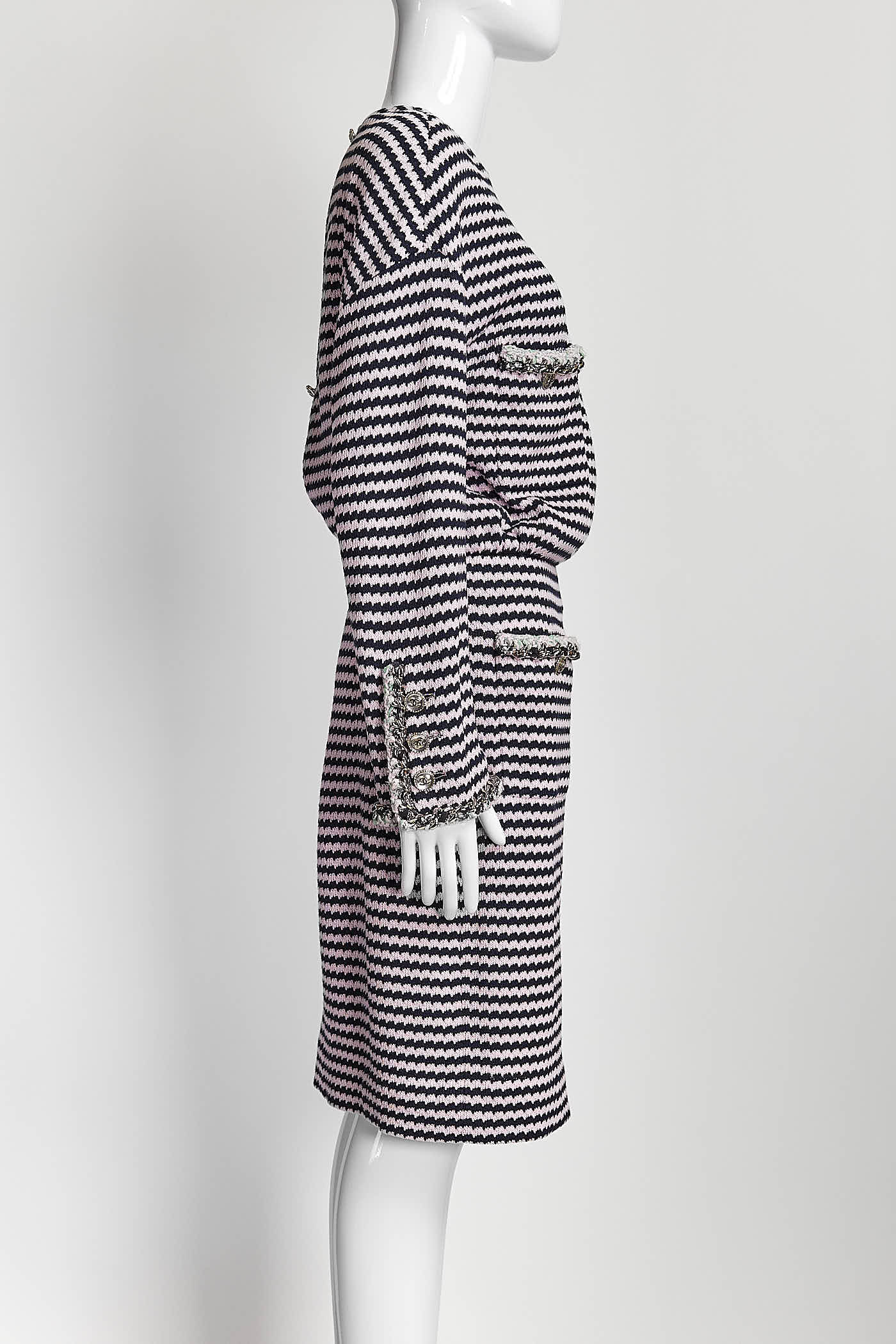 Chanel 2021 Knee-Length Pink/Black Kint Dress 38