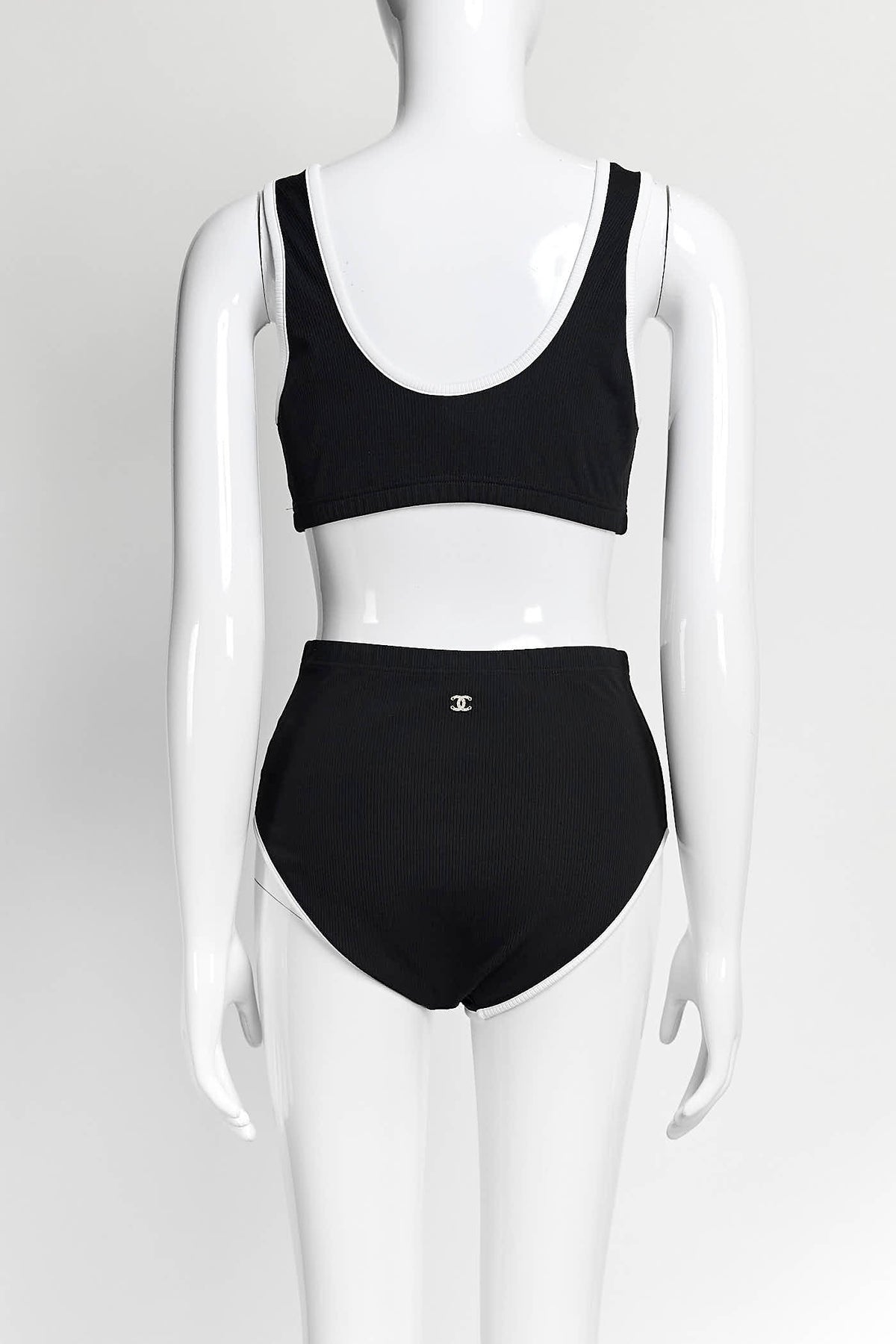 Chanel 2022 Navy Swimsuit 2 Piece with White Trim 40