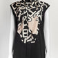 Chanel 21 Black & White Silk CC Logo Necktie Sleeveless Blouse 38