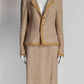 Chanel Beige Tweed Sequins Suit with Skirt 38