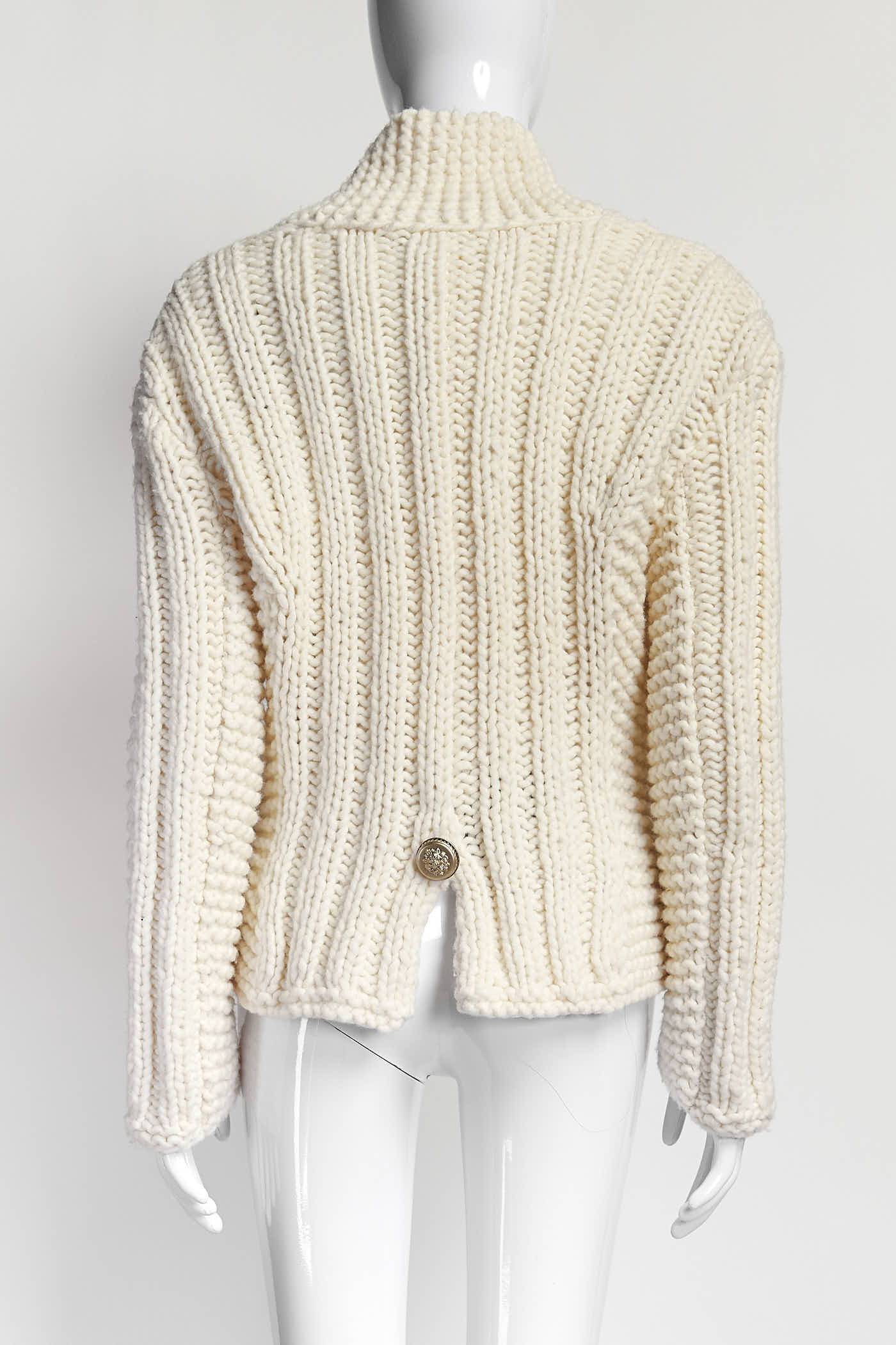 Chanel Beige Wool Knit Cardigan 44