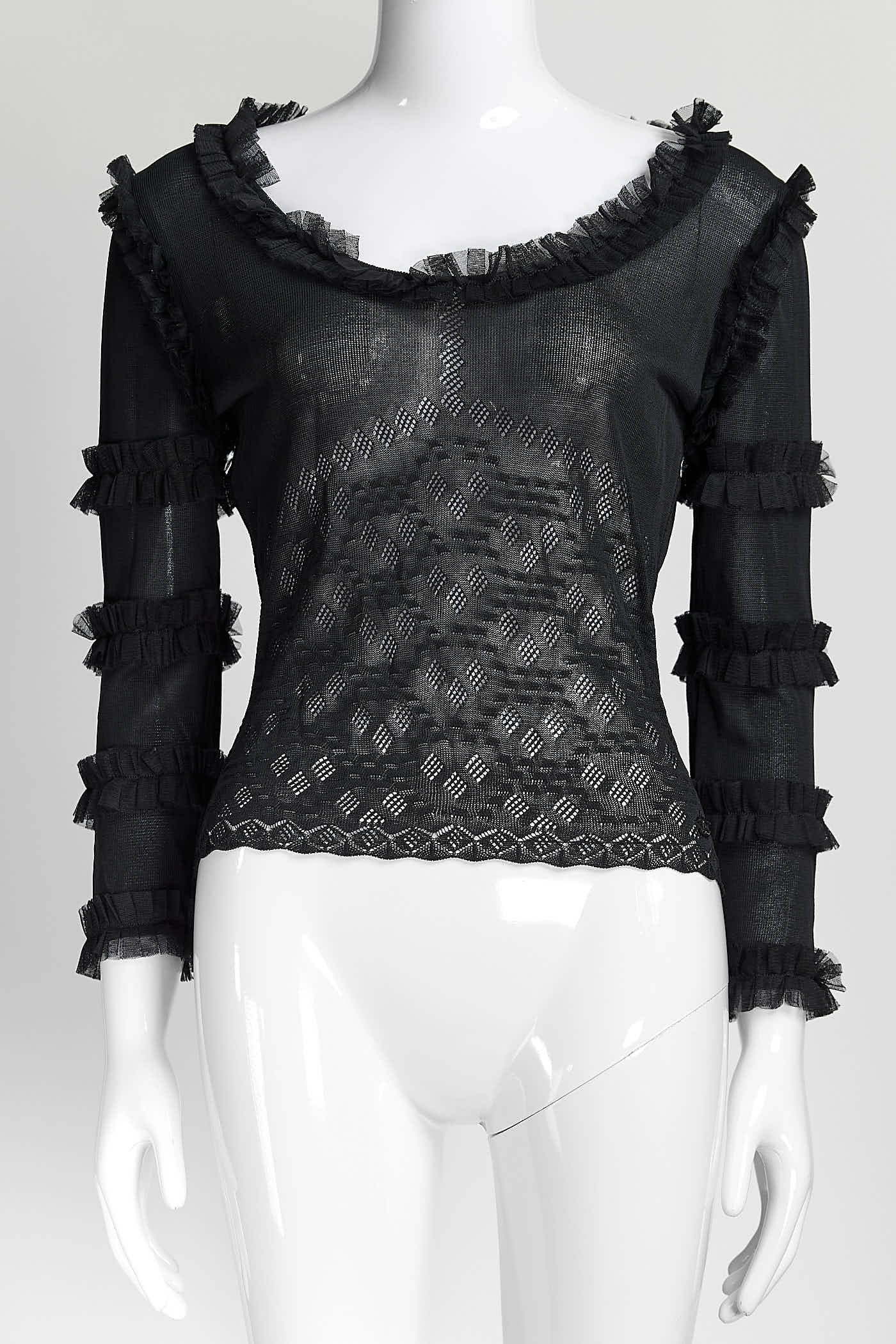 Chanel Black Lace Knit Top