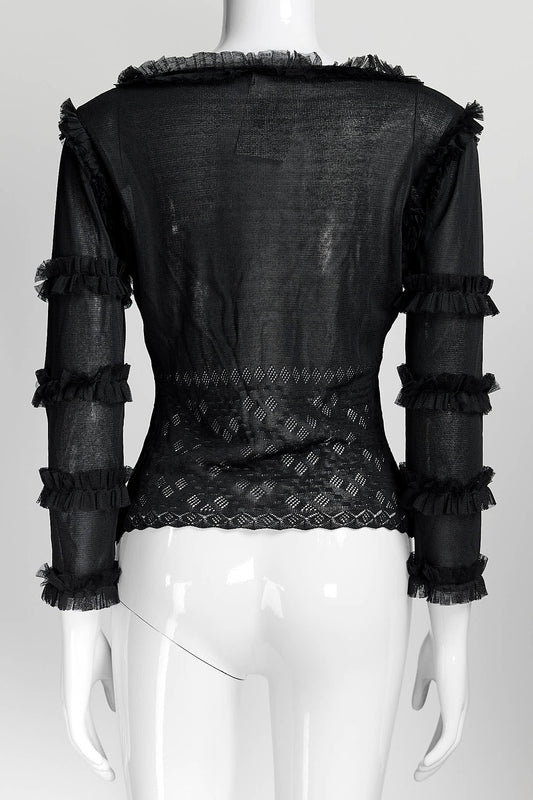 Chanel Black Lace Knit Top