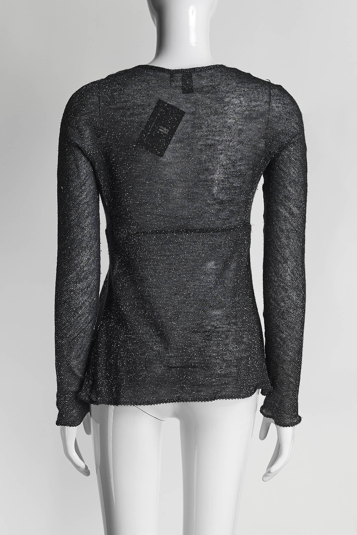 Chanel Black Metallica Wool/Cashmere Kint Top 40