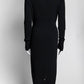 Chanel Black Ribbed Knit Dress with Buttons Detail 38