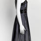 Chanel Black Sequin Blue Linen Dress 38