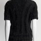 Chanel Black Short-sleeved Kint Sweater with Zipper 40