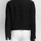 Chanel Black Tweed Jacket with Detailed On Sleeve/Skirt Set 38