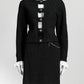 Chanel Black Tweed Jacket with Detailed On Sleeve/Skirt Set 38