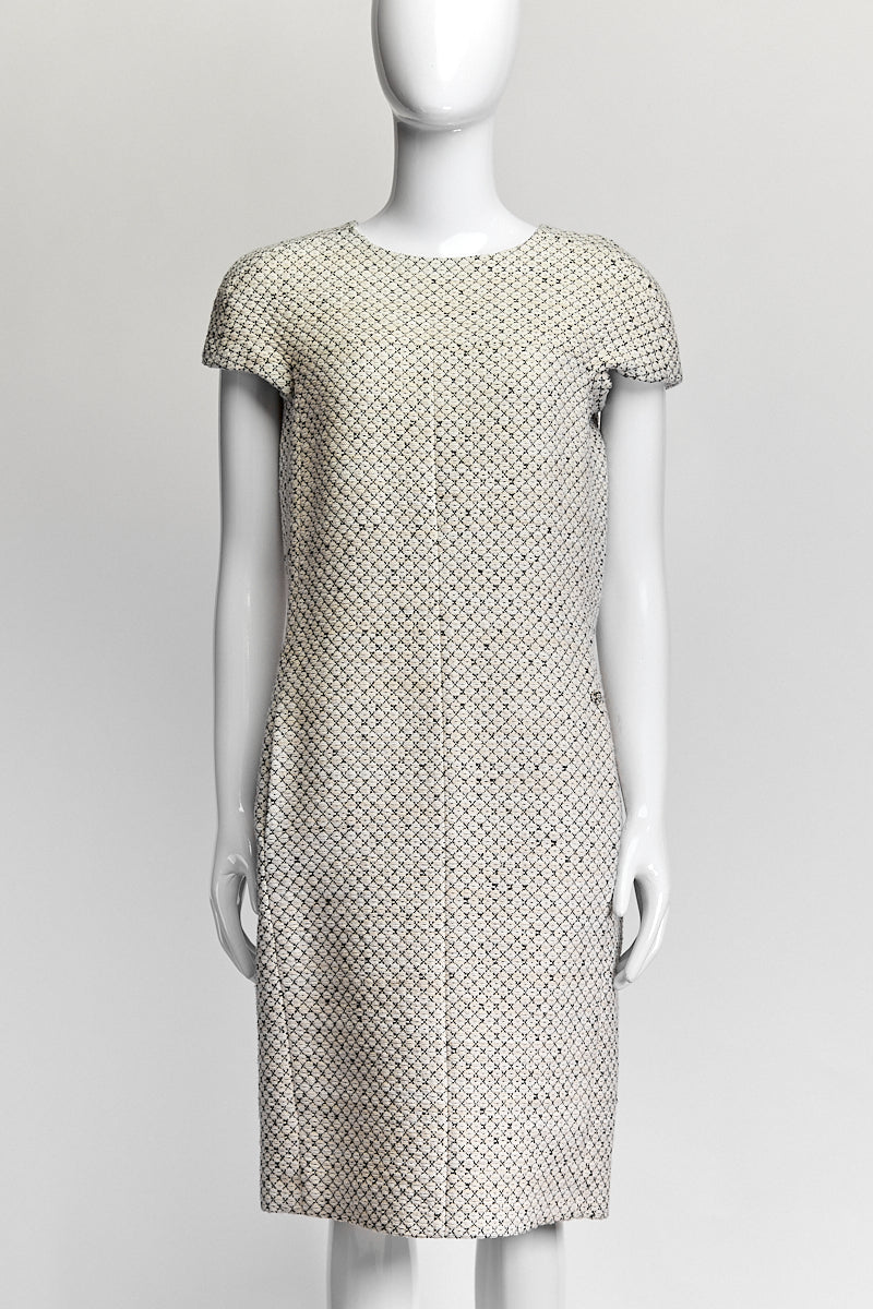 Chanel Black/White Tweed Dress FR38