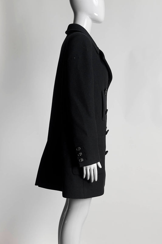 Chanel Black Wool Double-Breasted Coat 38