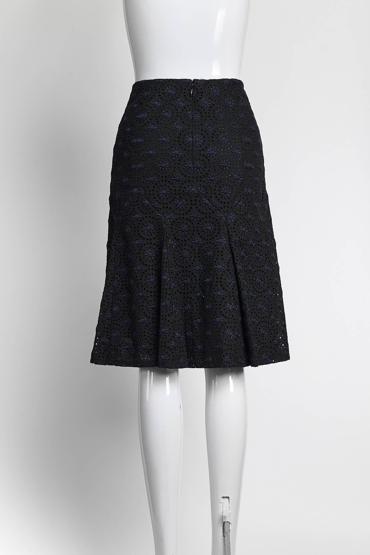 Chanel Black with Navy Embroidered Skirt 36