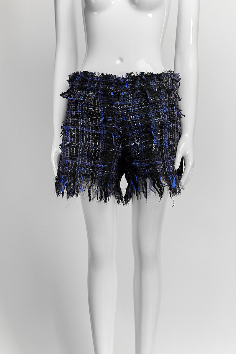 Chanel Blue Tweed Short FR38