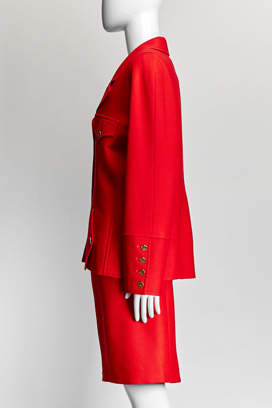 Chanel Boutique Vintage Red Skirt Set FR40 IT44