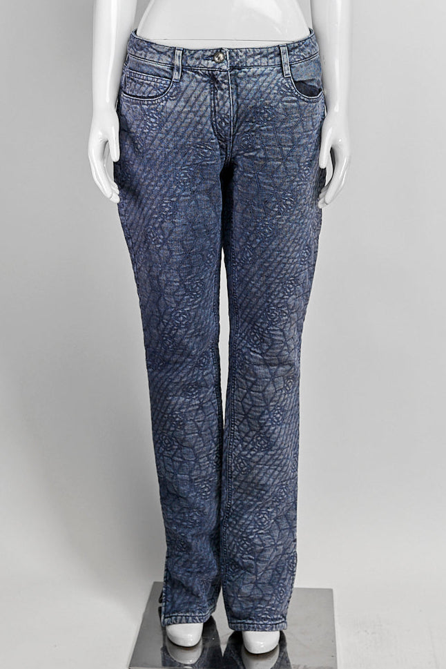 Chanel Camellia Patterned Jeans FR38