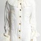 Chanel Cream Ruffled Blouse with Gold Logo Buttons M