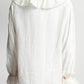 Chanel Cream Ruffled Blouse with Gold Logo Buttons M
