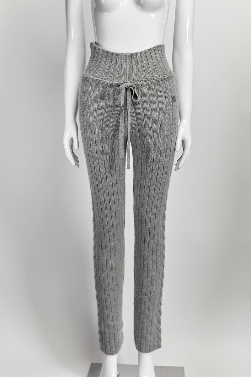 Chanel Grey Cashmere Sweater Zipup/ Pants FR36