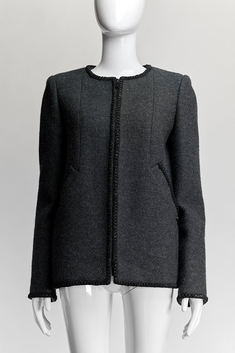 Chanel Grey Wool Blazer FR40