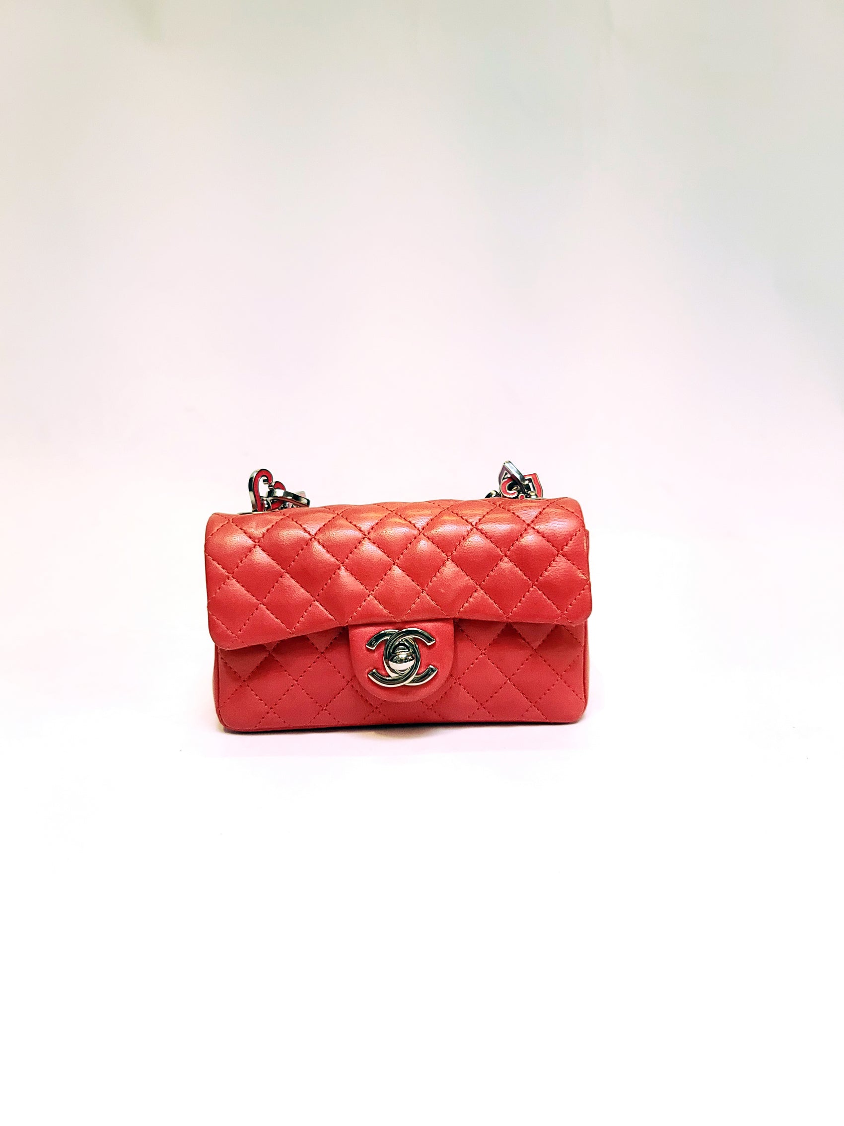 Chanel Matelasse Chain Mini Orange Lambskin Handbag