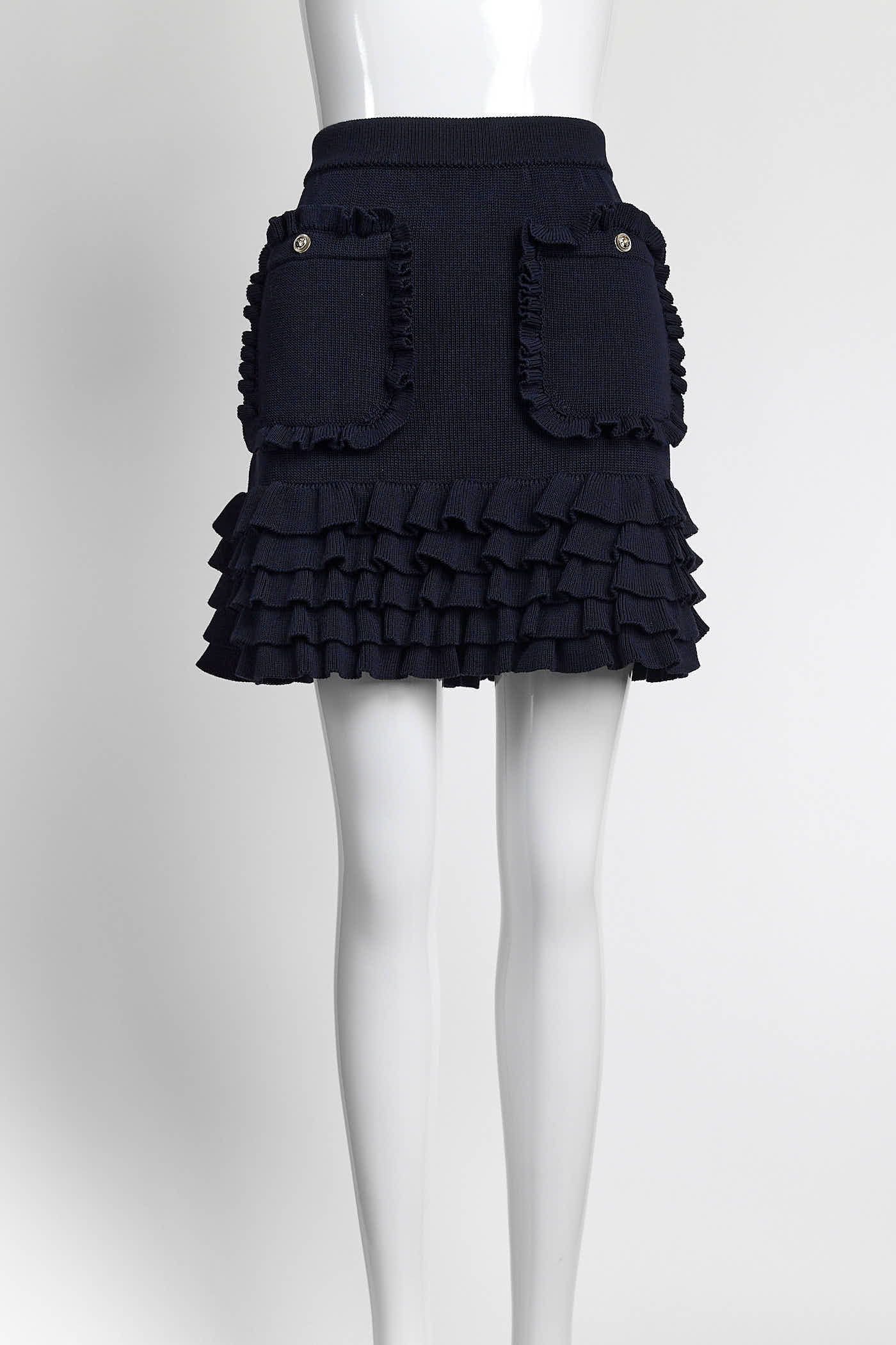 Chanel Navy Knit Skirt 40